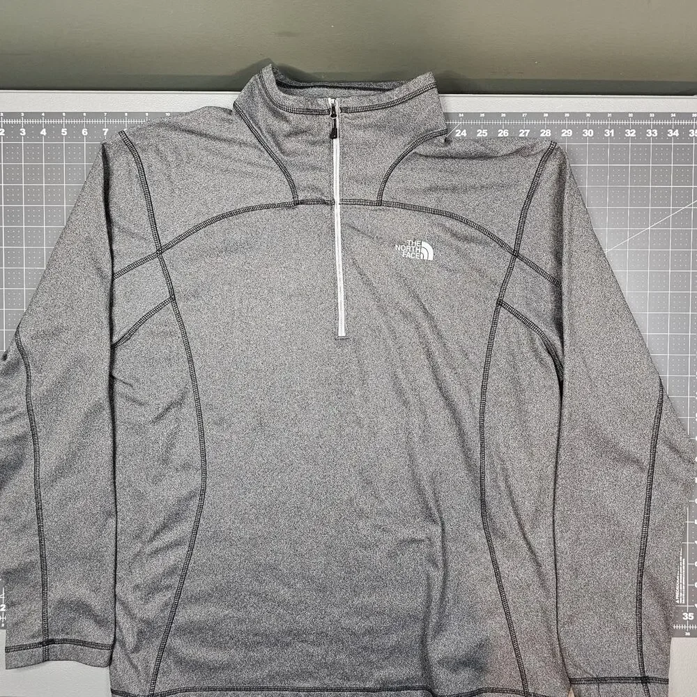 The North Face 1/4 Zip Pullover XL Gray Jersey Knit Mock Neck Base Layer Outdoor